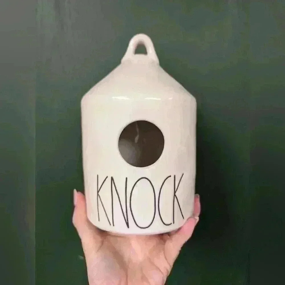 Rae  Dunn knock birdhouse
